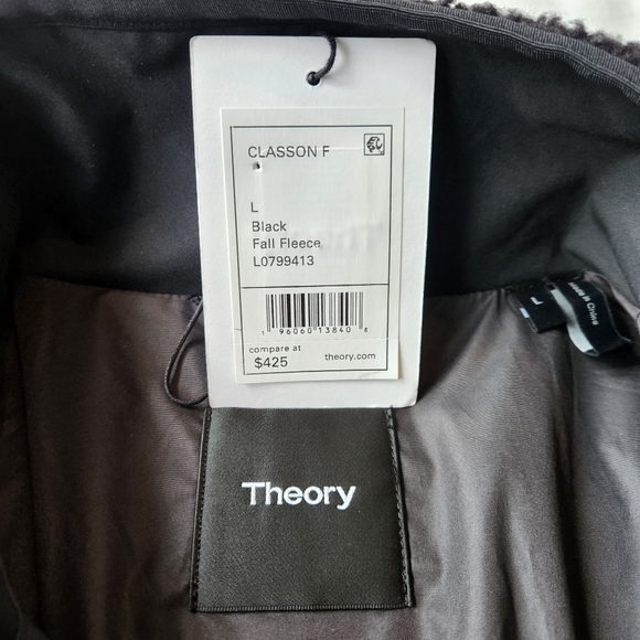 NWT Theory Fleece Zip Up. Size L - Picture 2 of 4